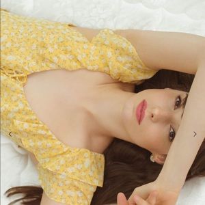 Reformation floral lace up blouse